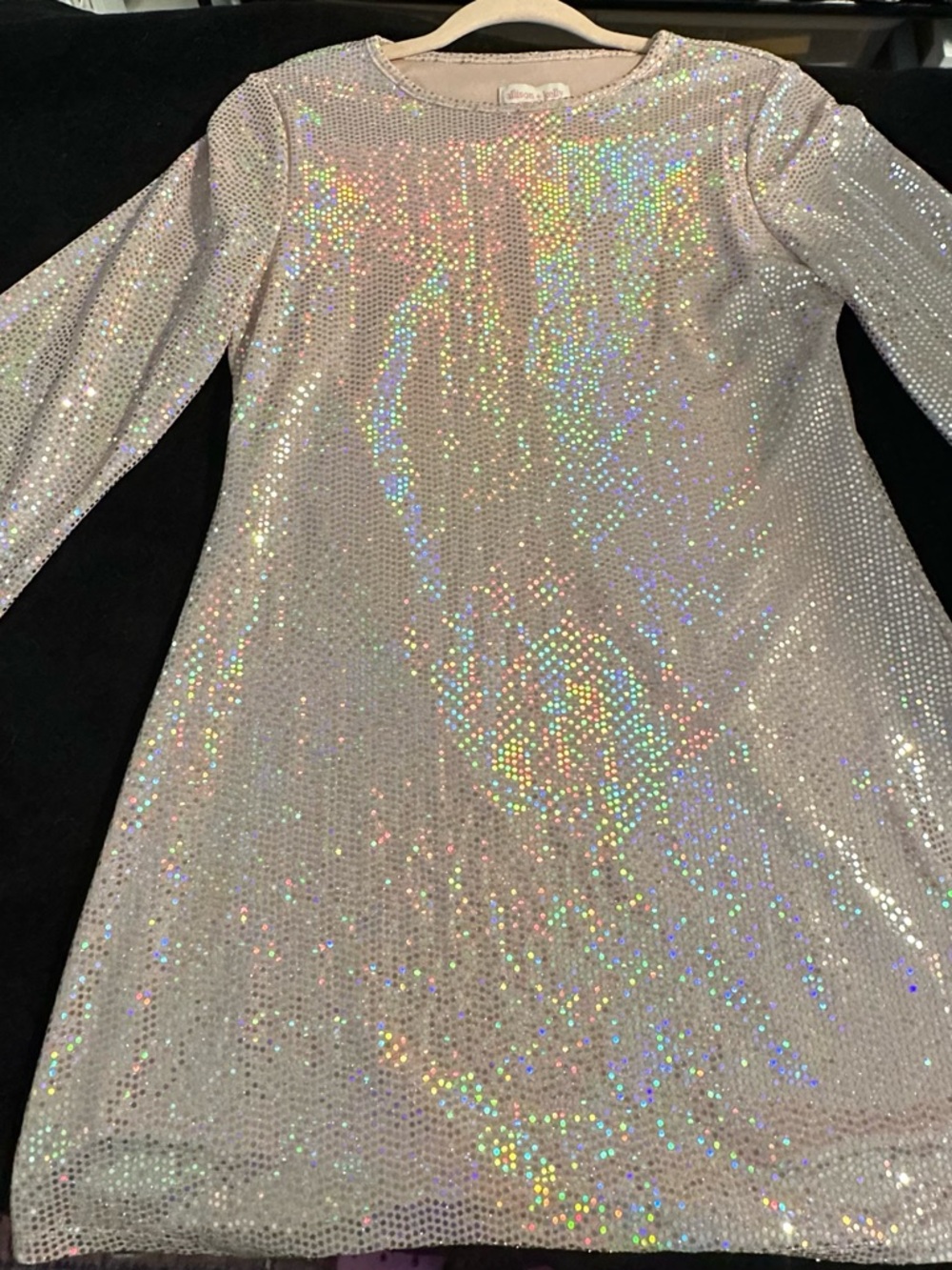 NWT Girls Sequin Long Sleeve Dress - Iridescent